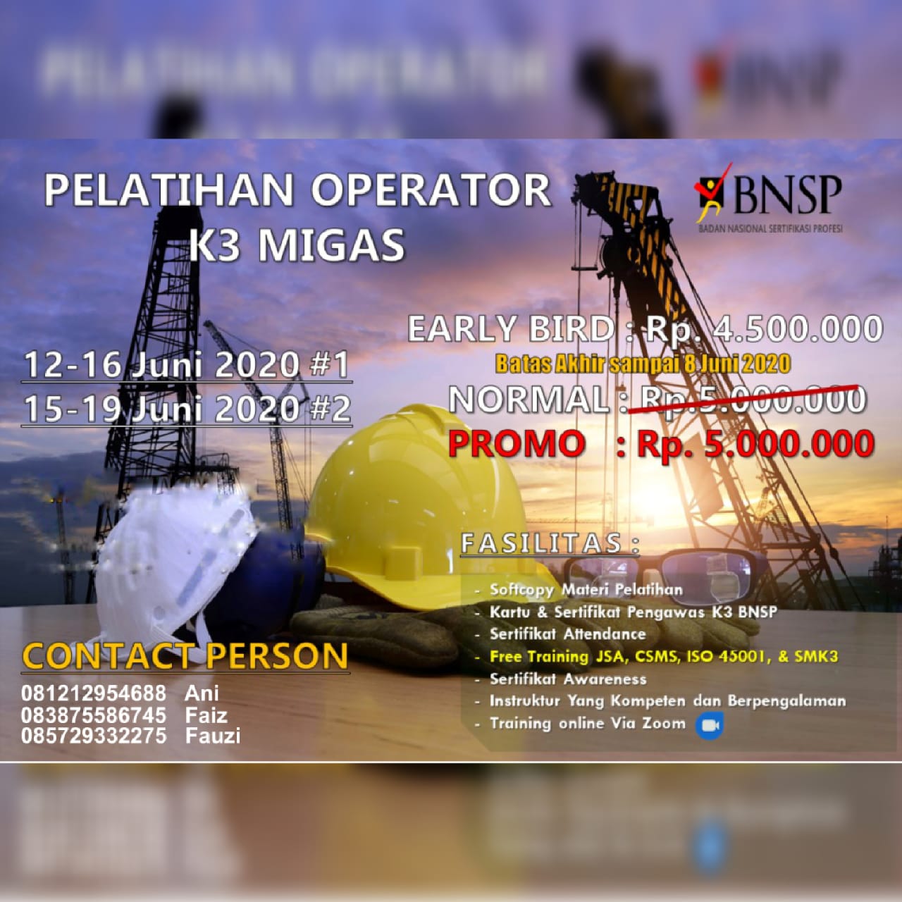 Pelatihan Operator K Migas Sertifikasi Bnsp Bulan Juni Juli